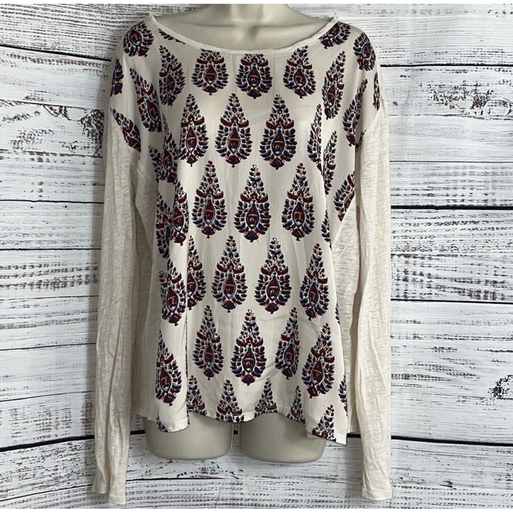 Scotch and‎ Soda Top Womens Size 4 Small nomadic dreamers linen Cream W/pattern